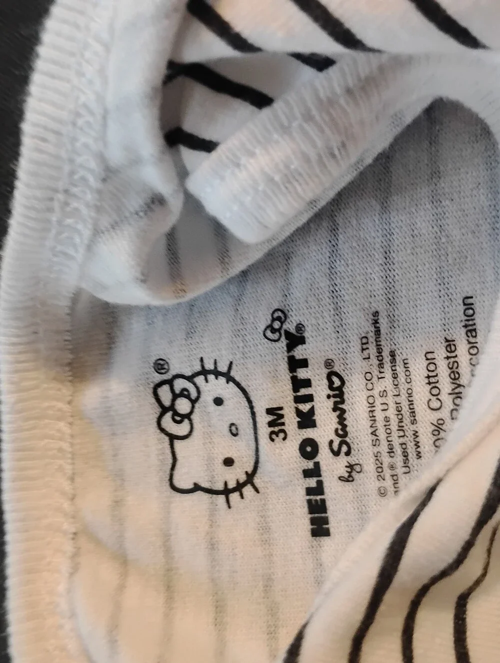 Hello Kitty White and Black Striped One-Piece with Red Bow